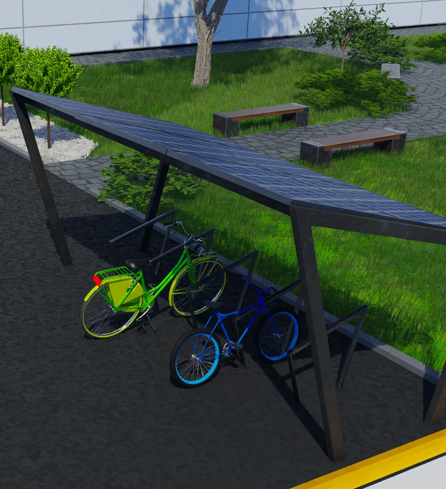 Cycle shelters with solar panels